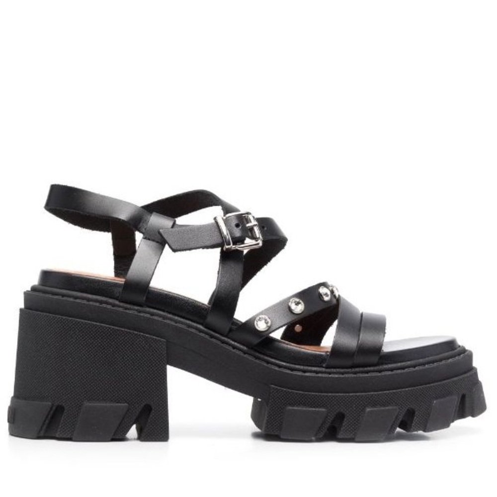 Ganni Black Platform Chunky Heel Sandals